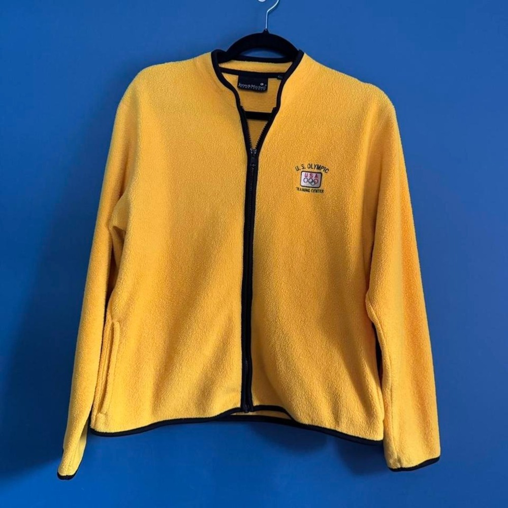 Olympic Training Center Fleece Women's Size Large Yellow Zipup Sweatshirt Jacket